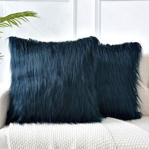 2 Pk Soft Faux Fur Throw Pillow Case Fluffy Plush Sofa Cushion Cover Home Decor